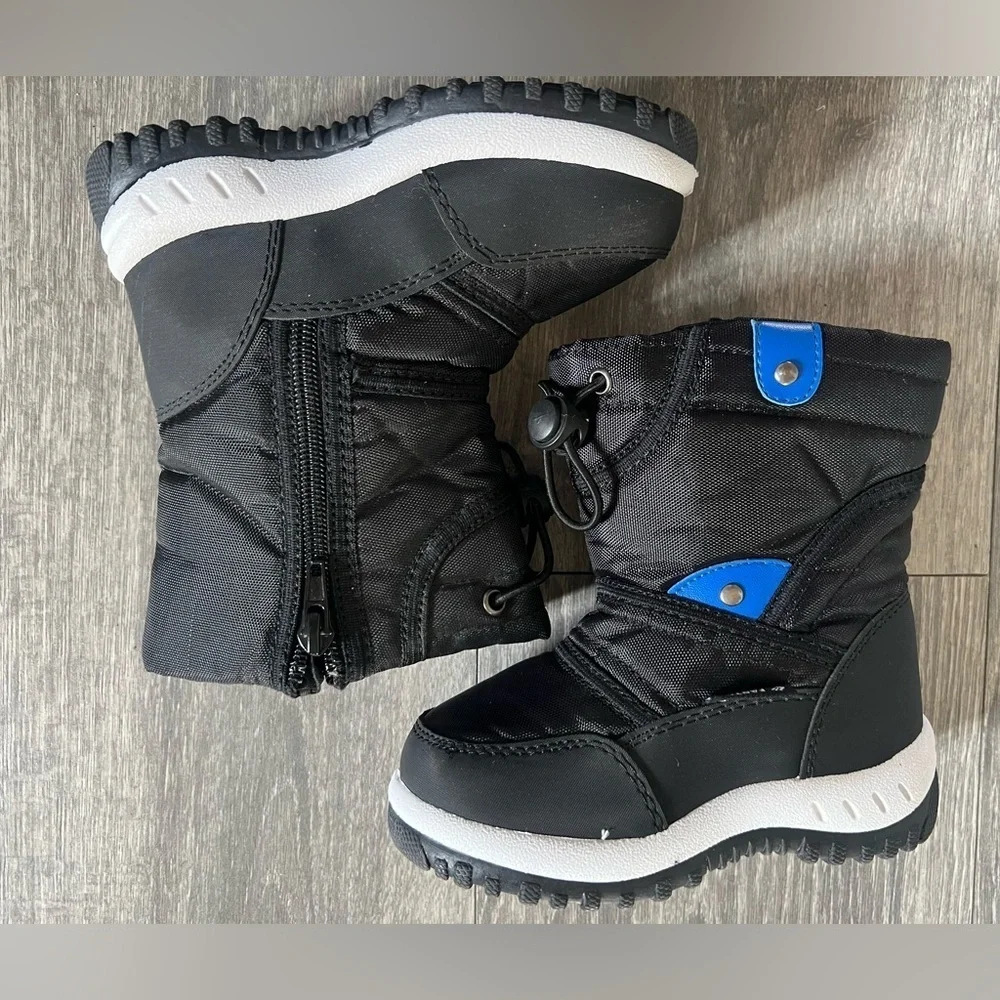 Fantiny Kids’ Black & Blue Outdoor Waterproof Faux Fur Lined Winter Boots 25 / 8